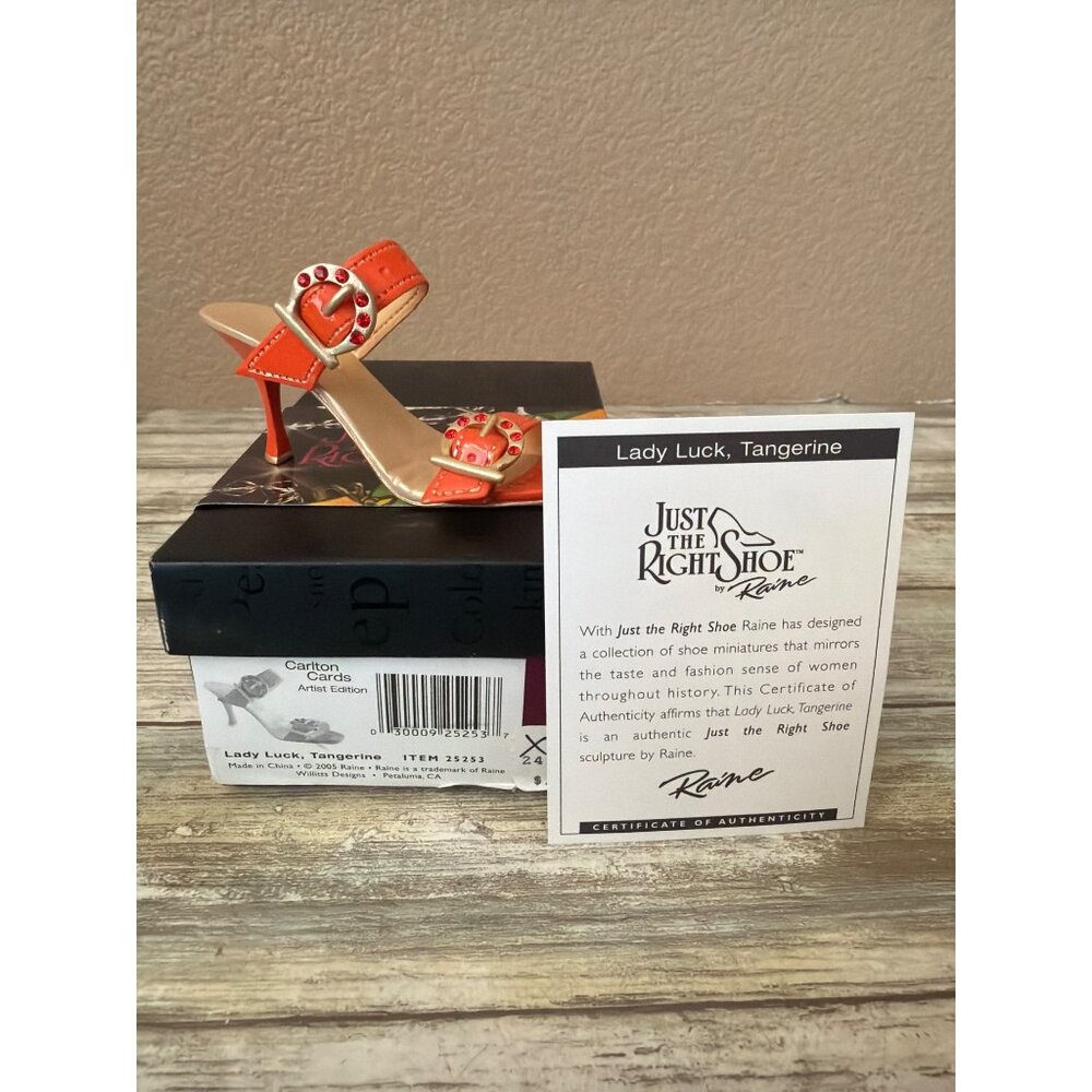 Just The Right Shoe Raine Carlton Cards Lady Luck Tangerine 2005 #25253 NEW